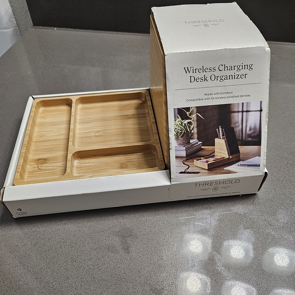 Threshold Bamboo Wireless Charging Desk Organizer